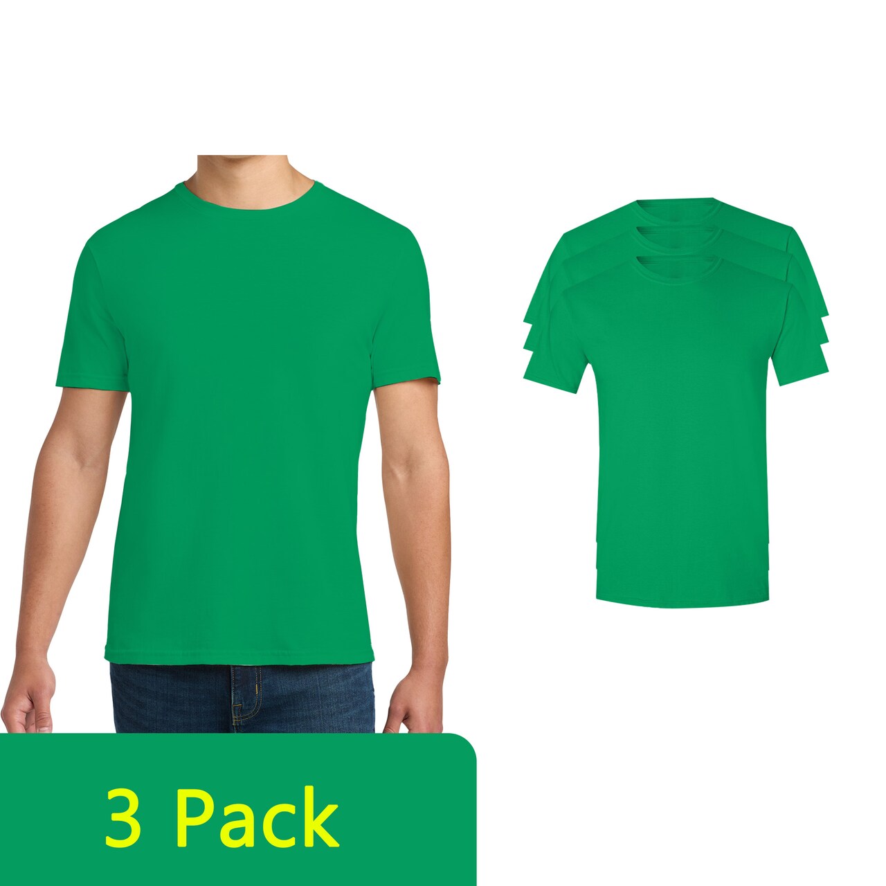 Gildan Softstyle Irish Green Crewneck Multi Pack Tee Set for Custom Design & Creative Crafting